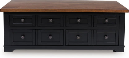 Signature Design by Ashley Wildenauer Farmhouse 2-Drawer Lift-Top Coffee Table with 2 Storage Bins