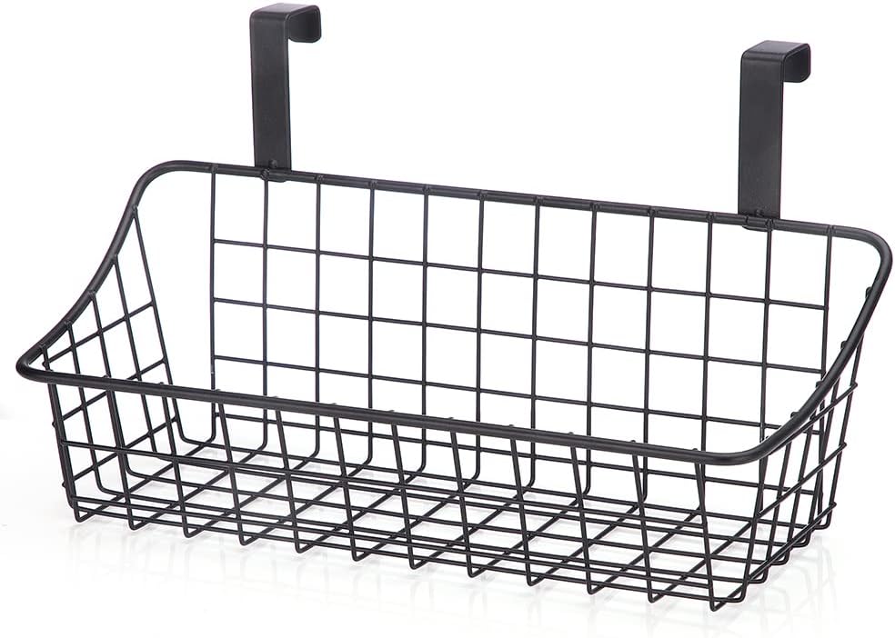 LeleCAT Cabinet Door Organizer Basket with hook Grid Storage Basket, Hang it behind a door or on a