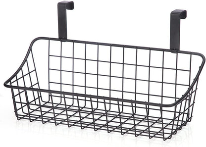 LeleCAT Cabinet Door Organizer Basket with hook Grid Storage Basket, Hang it behind a door or on a