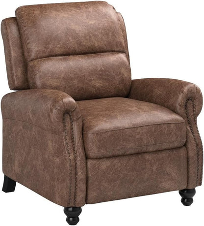 CANMOV Pushback Recliner Chair Faux Leather Armchair Push Back Recliner with Rivet Decoration
