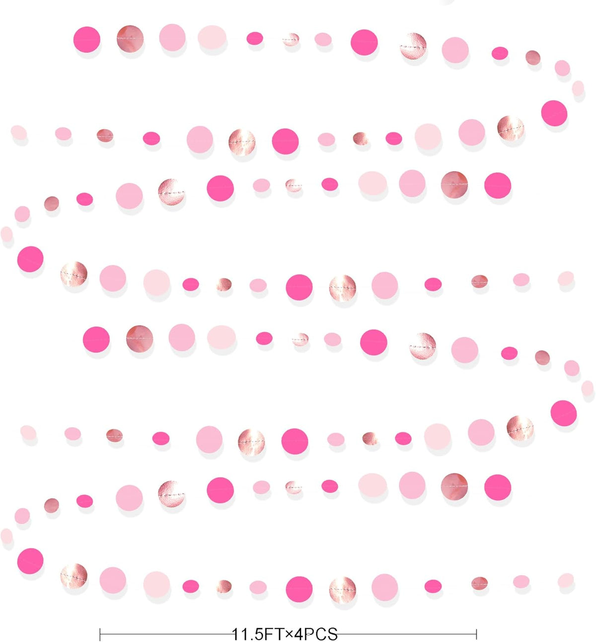 Hot Pink Rose Gold Party Decorations Circle Dots Garland Hanging Polka Dot Streamer for Girls