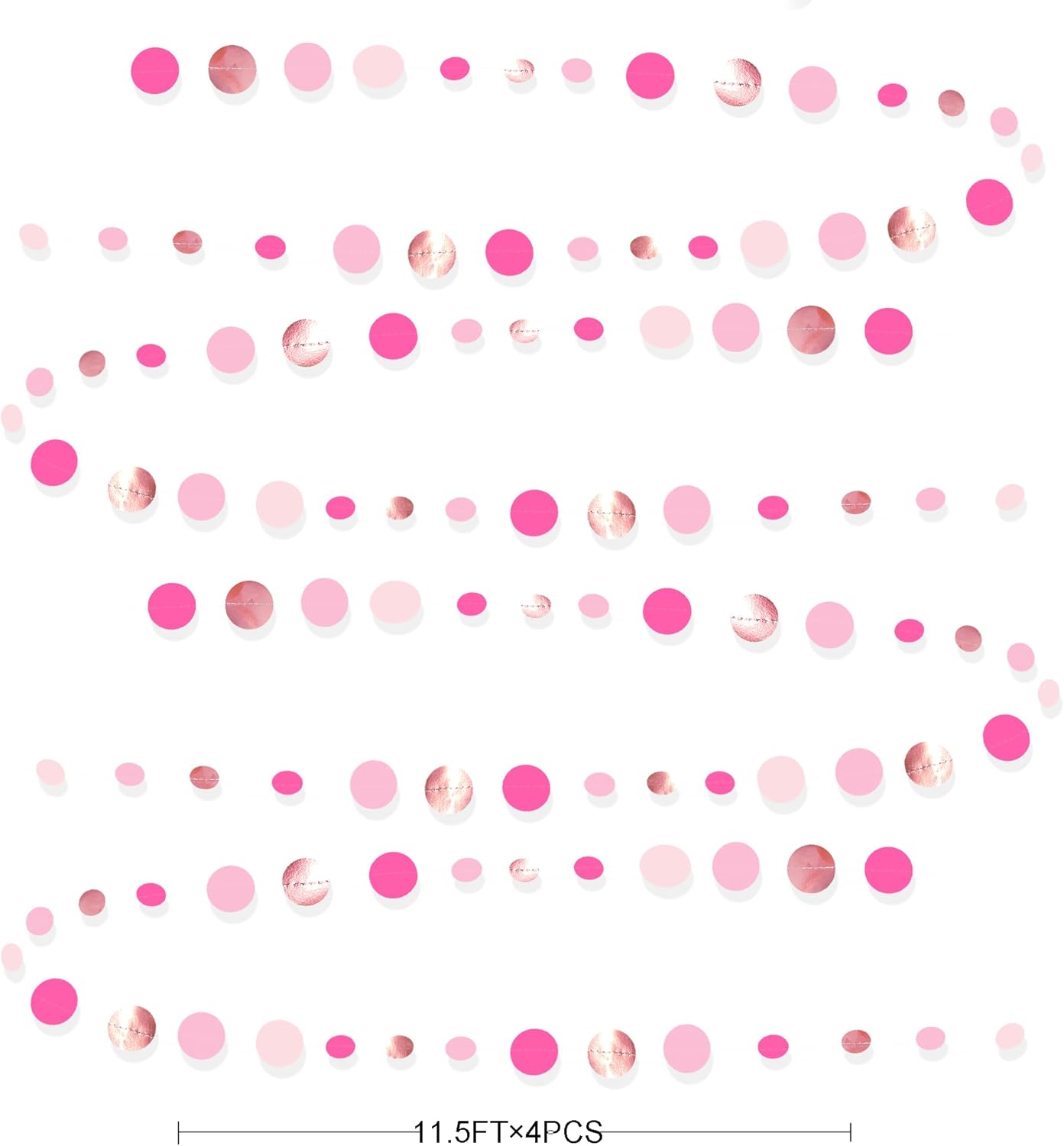 Hot Pink Rose Gold Party Decorations Circle Dots Garland Hanging Polka Dot Streamer for Girls