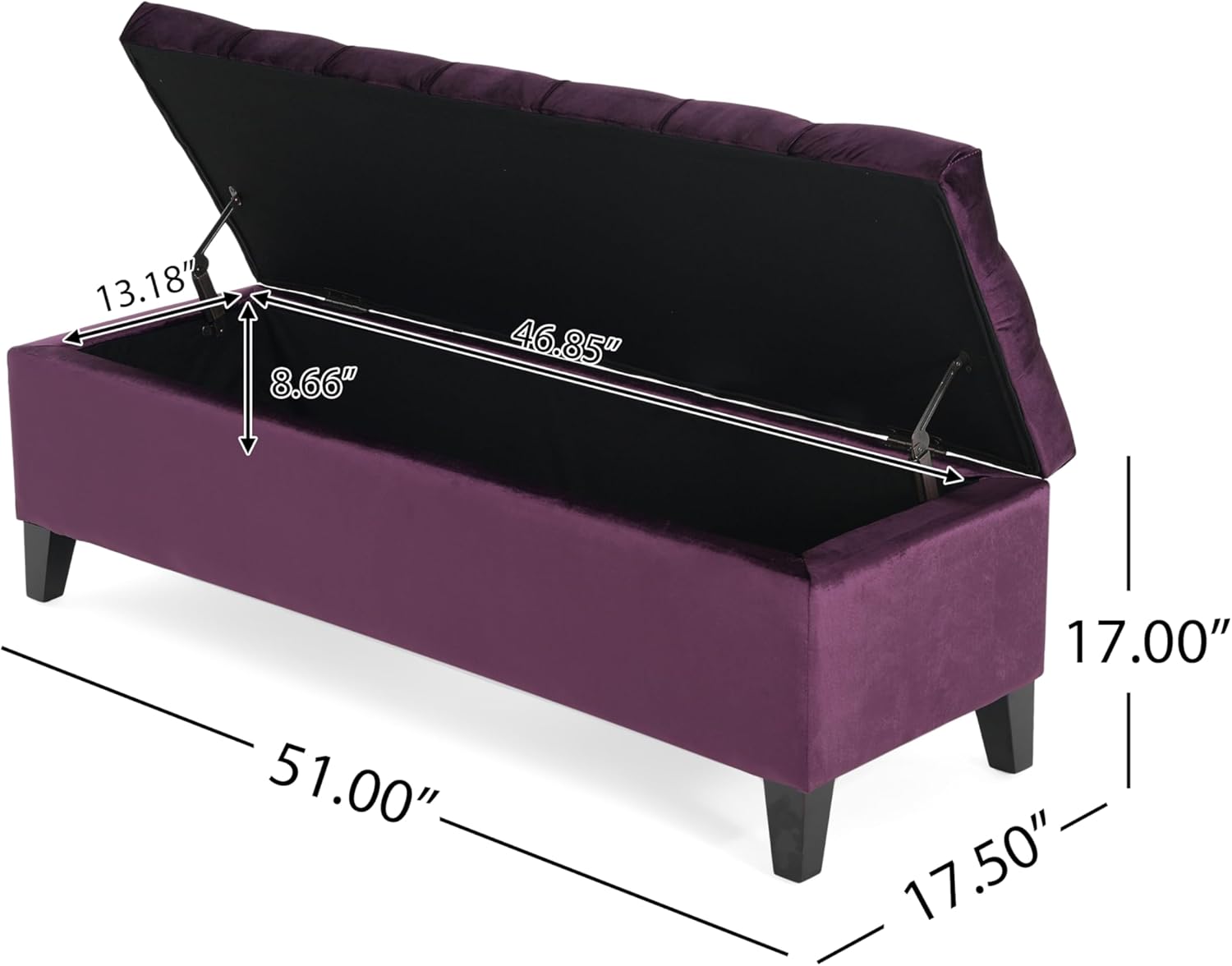 Christopher Knight Home Gloust Velvet Storage Ottoman, Upholstered Rectangular Storage Bench