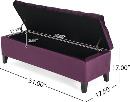 Christopher Knight Home Gloust Velvet Storage Ottoman, Upholstered Rectangular Storage Bench