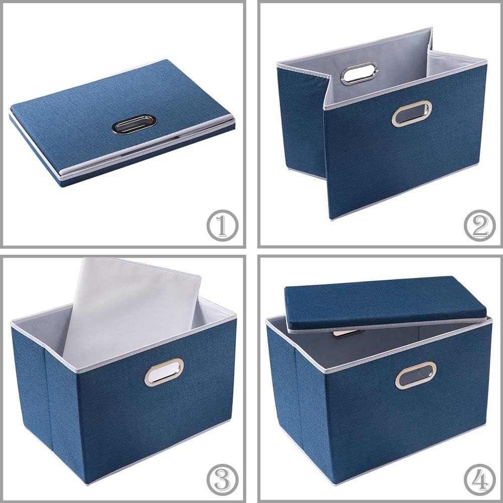 PRANDOM Large Collapsible Storage Bin with Lid [1-Pack] Fabric Foldable Storage Box Organizer