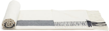 Amazon Basics Room Decor Throw Blanket, Lightweight and Cozy in Polyester, Ivory With Blue