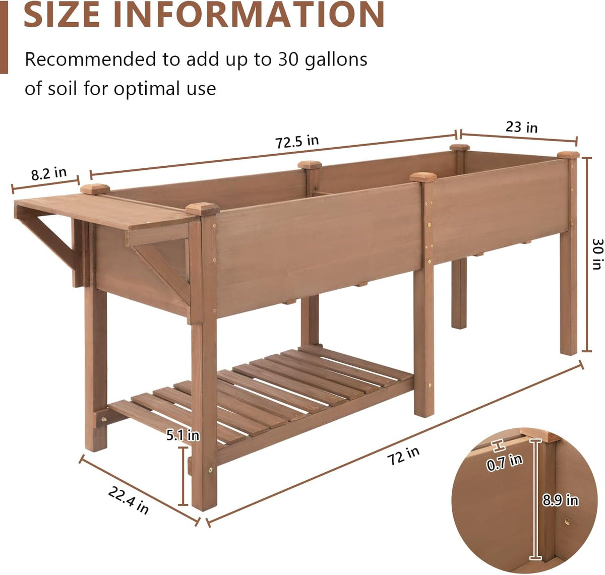 Raised Garden Bed with Legs Outdoor,Elevated Garden Box,Storage Shelf, Protective Liner for