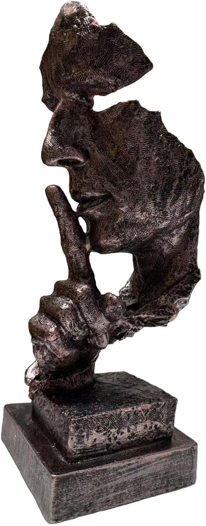 Silence is a Golden Statue Modern Mens Creative Office Home Room Decorations Sculpture Bookshelf