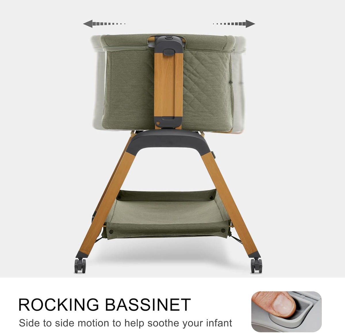 3 in 1 Baby Bassinet, Rocking Bassinets with Comfy Mattress and Wheels, Adjustable Height Bassinet