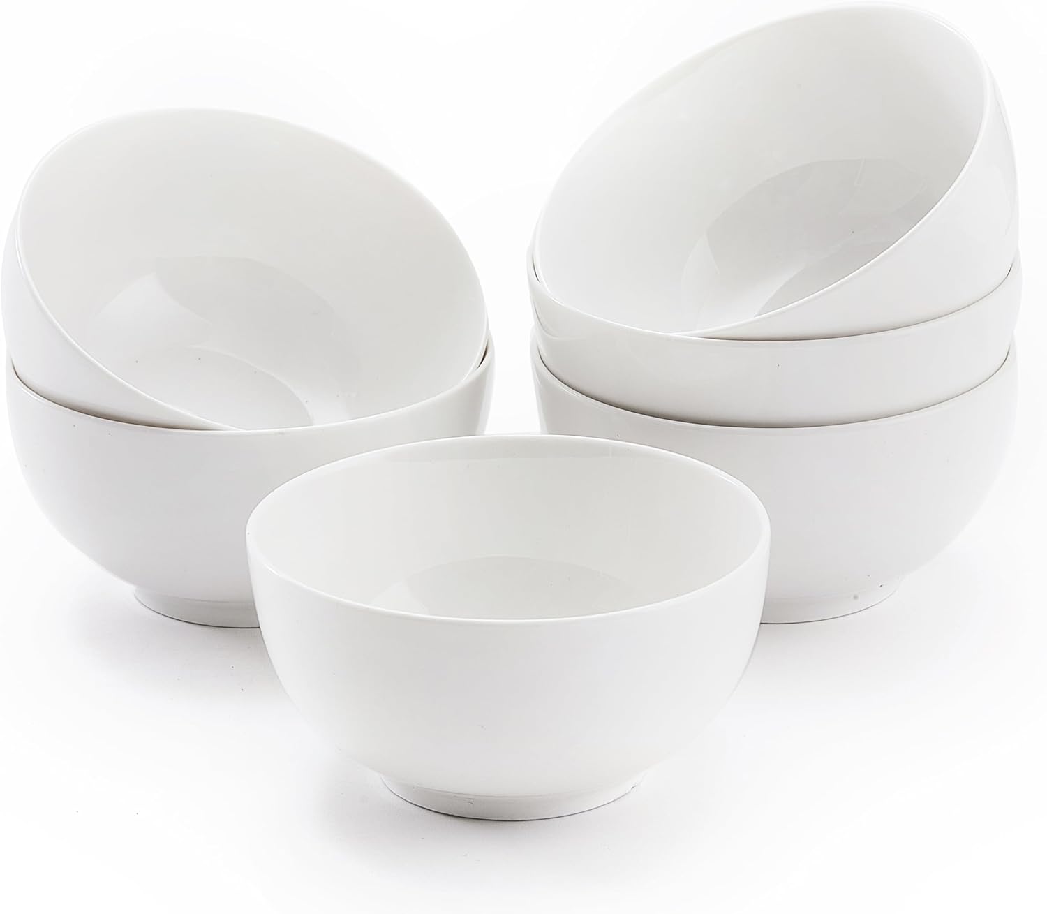 White Soup Bowls 6 in, 26Oz round Large Ceramic Bowl set of 6, Deep Porcelain Bowls for Cereal