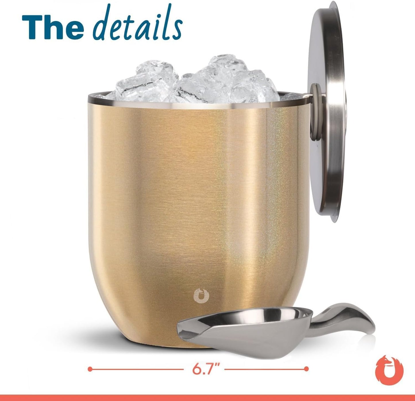 SNOWFOX Plus, Premium Vacuum Insulated Stainless Steel Ice Bucket with Lid/Scoop,Home Bar