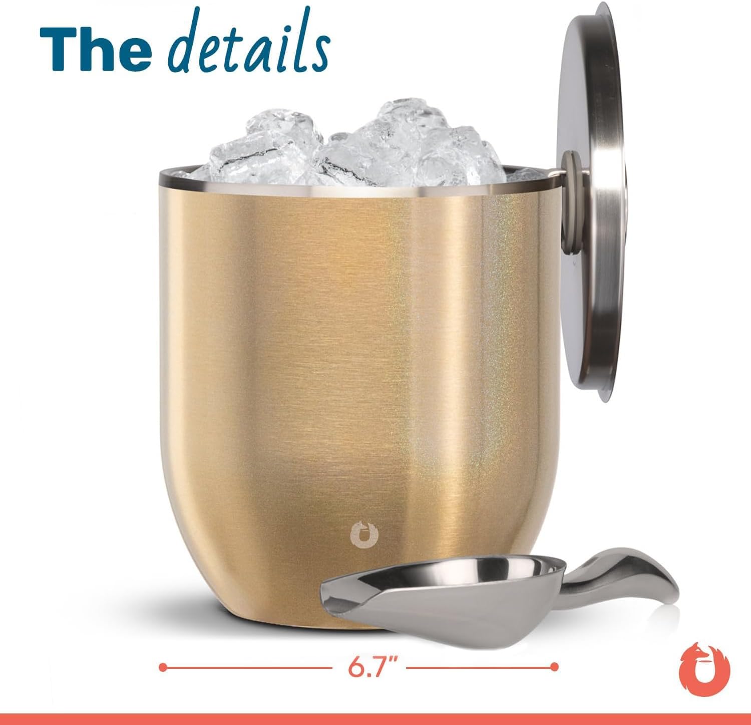 SNOWFOX Plus, Premium Vacuum Insulated Stainless Steel Ice Bucket with Lid/Scoop,Home Bar