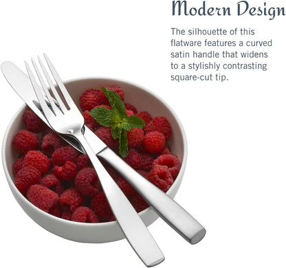 Mikasa Satin Loft 65-Piece Flatware Set for 12, 18/10 Stainless Steel Silverware with Forks