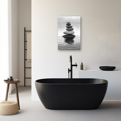 DOARTDO Zen Picture Wall Decor Black and White Zen Stone Canvas Wall Art Spa Stone Picture Print