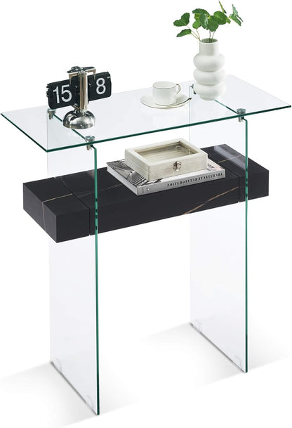 ivinta Glass Console Table with Storage, 31.5'' Modern Narrow Sofa Table for Small Space with