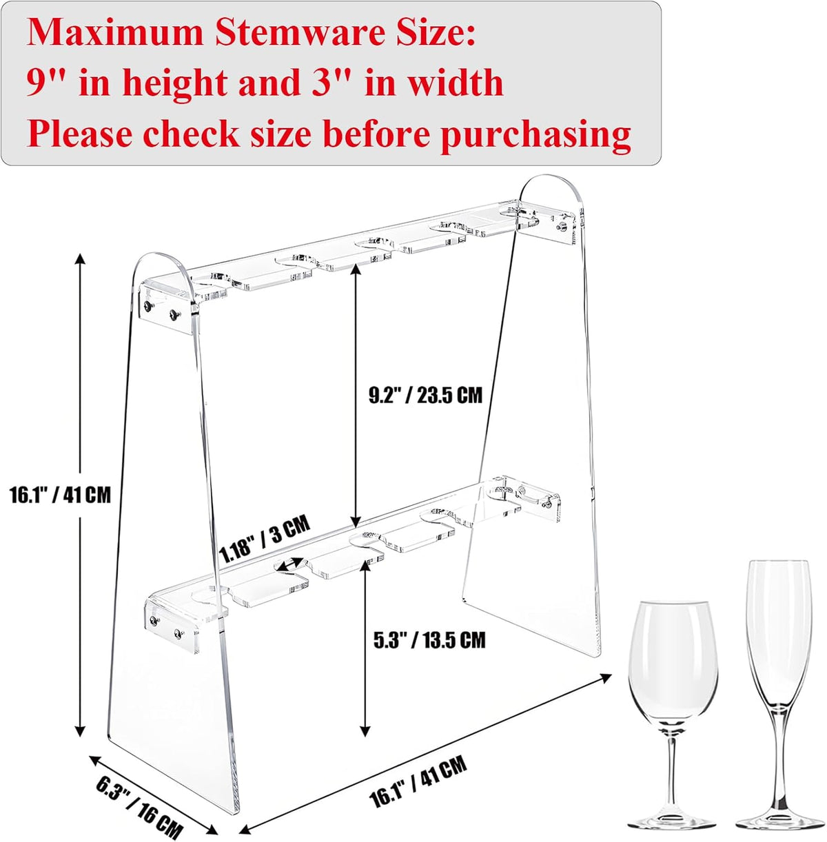 Tosnail 2-Tier Champagne Flute Glass Holder Stand, 10 Slots Champagne Flute Tabletop Stemware