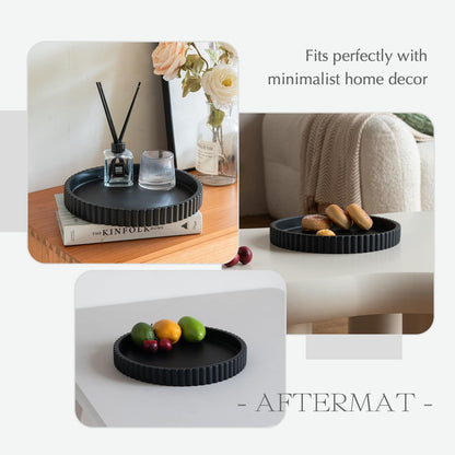 Decorative Tray for Coffee Table, Living Room, Side Table, 11" Black Round Concrete Home Decor