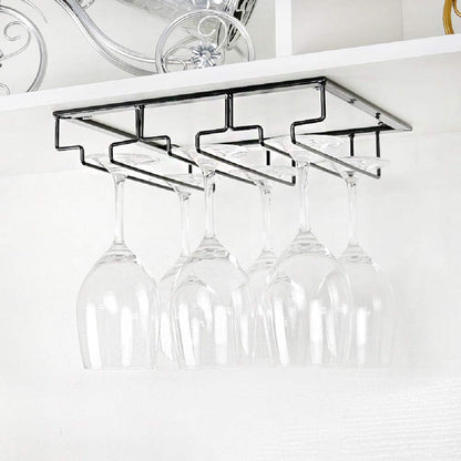 Wine Glass Rack - Under Cabinet Stemware Wine Glass Holder Glasses Storage Hanger Metal Organizer