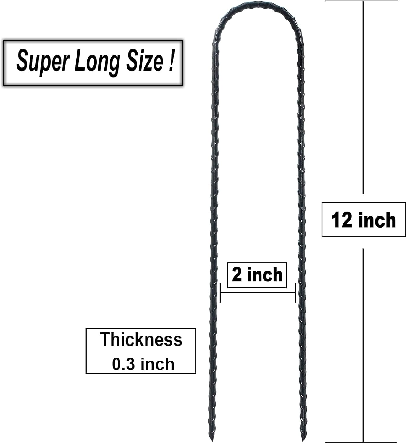 DTANX 12 Pack 12 Inch Rebar Stakes Heavy Duty Trampoline Anchors, Garden Stakes Tent Stakes Steel