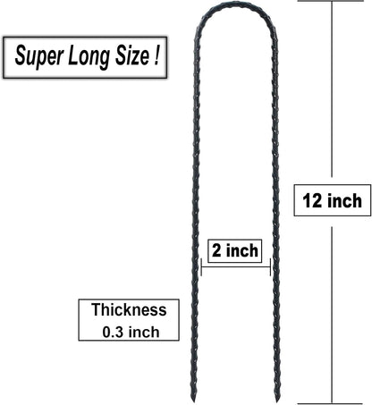 DTANX 12 Pack 12 Inch Rebar Stakes Heavy Duty Trampoline Anchors, Garden Stakes Tent Stakes Steel