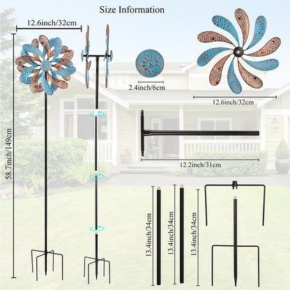 Viveta Wind Spinner for Yard and Garden, 58.7 * 12.6" Kinetic Wind Spinners Metal Windmills for