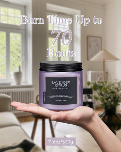 M&SENSE Soy Candles for Home Scented, 11.6oz Lavender Citrus Scent Aromatherapy 70H Burn Time