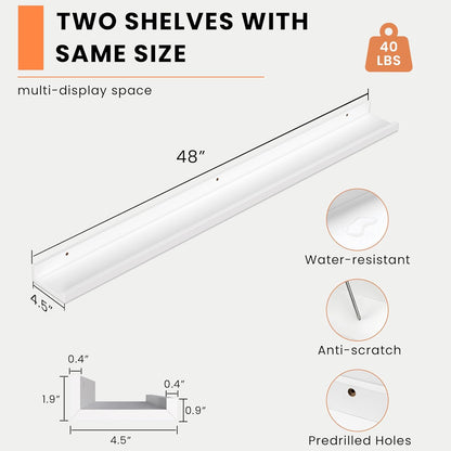 Heimlove Picture Ledge Shelf, Floating Shelves Set of 2, 48 Inches Picture Shelf for Wall with