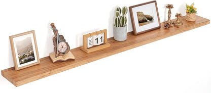 Floating Shelves for Wall Decor, 8" Deep Rustic Solid Elm Wood Floating Shelves Wall Mounted, Wall