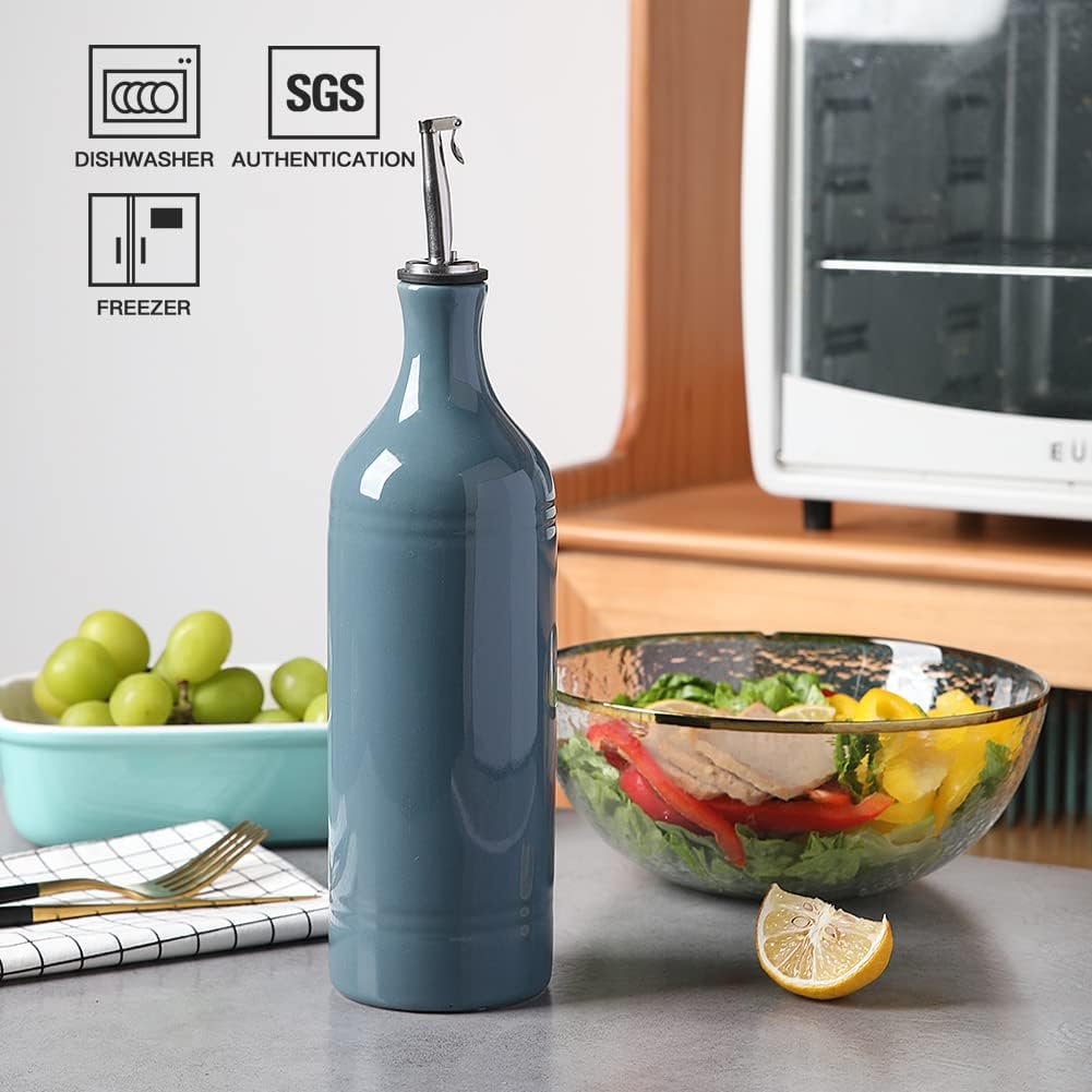 Sweejar Large Ceramic Olive Oil Dispenser Bottle, Opaque Oil Cruet Protects Oil to Reduce