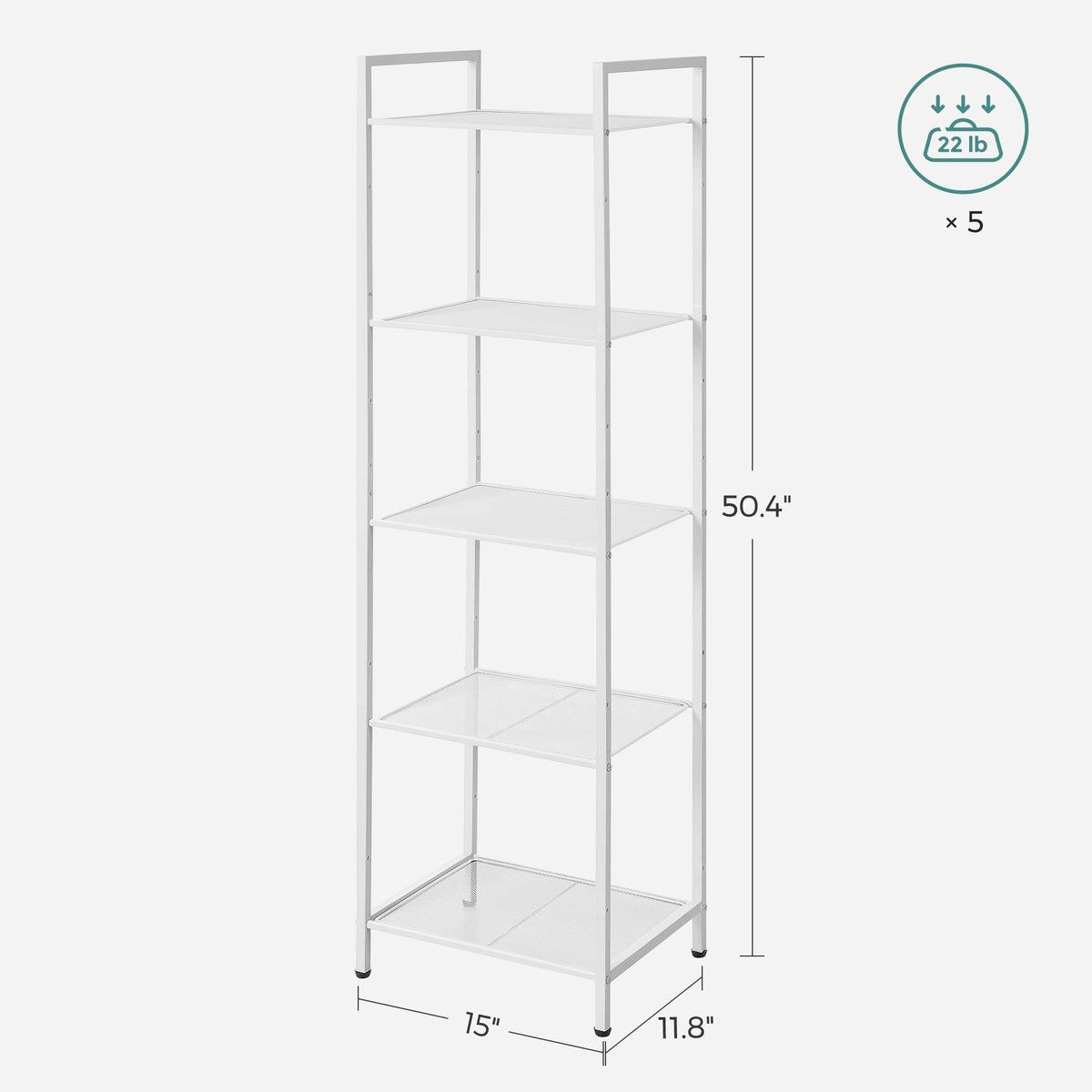 SONGMICS 5-Tier Storage Rack, Bathroom Shelf, Extendable Plant Stand with Adjustable Shelf, for