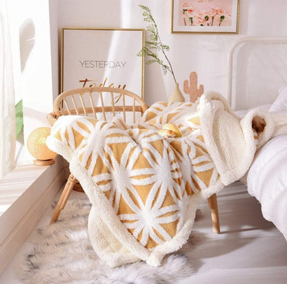 UKELER Yellow Sherpa Fleece Blanket Ultra Plush Lightweight Throw Blankets Cozy Soft Luxury Blanket