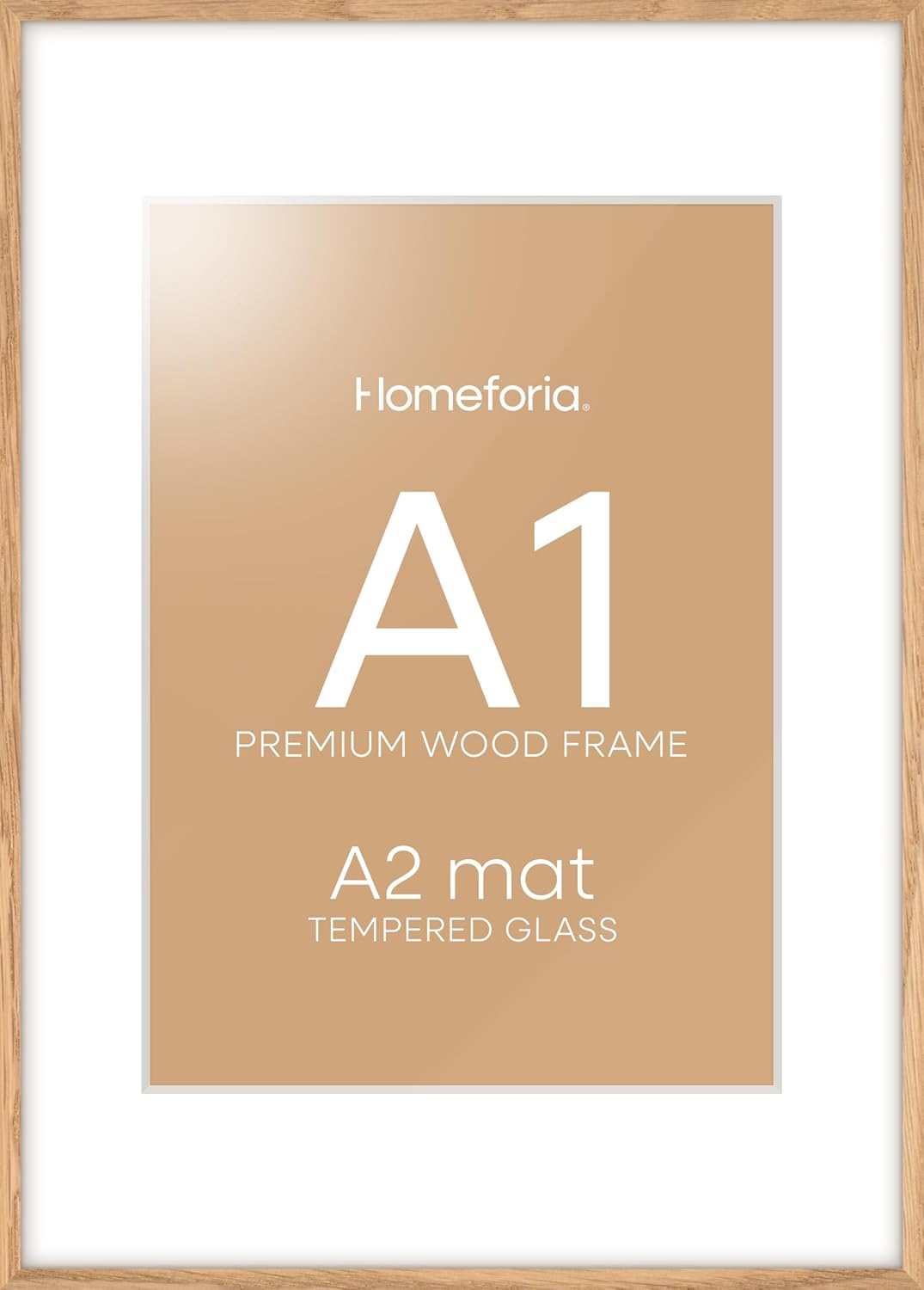 Homeforia A1 Poster Frame Natural Wood, High End Oak 23.4 x 33.1 Large Wooden Picture Frames Matted