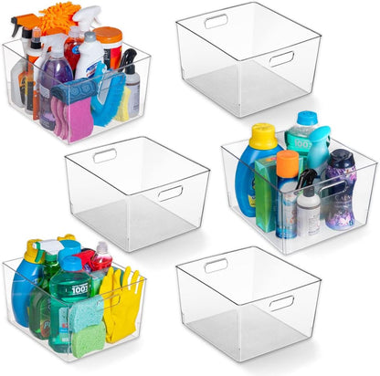 ClearSpace Clear Plastic Storage Bins – XL 6 Pack Perfect Kitchen or Pantry Organization Fridge
