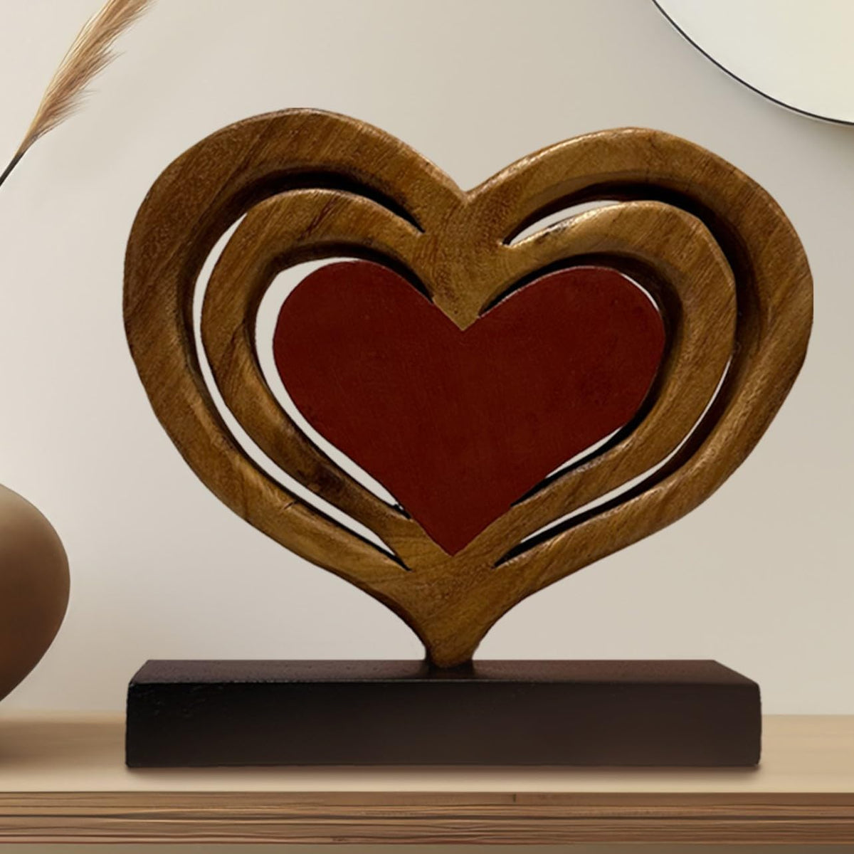 Decozen Gifts for Mom - Wooden Heart Sculpture - Mother's Day Birthday Gifts, Home, Office, Living