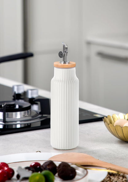 Nucookery Ceramic Olive Oil Dispenser Bottle for Kitchen, 14 oz Opaque Vinegar Dispenser Bottle