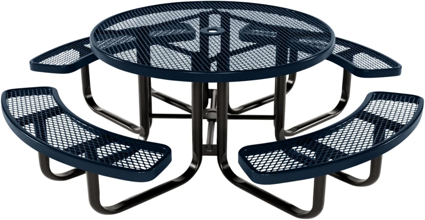 Coated Outdoor Furniture Heavy-Duty Portable Outdoor Kids Table with Umbrella Hole, Expanded Metal