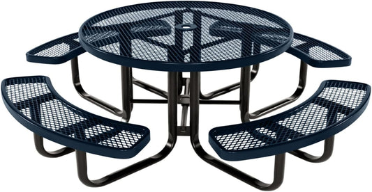 Coated Outdoor Furniture Heavy-Duty Portable Outdoor Kids Table with Umbrella Hole, Expanded Metal