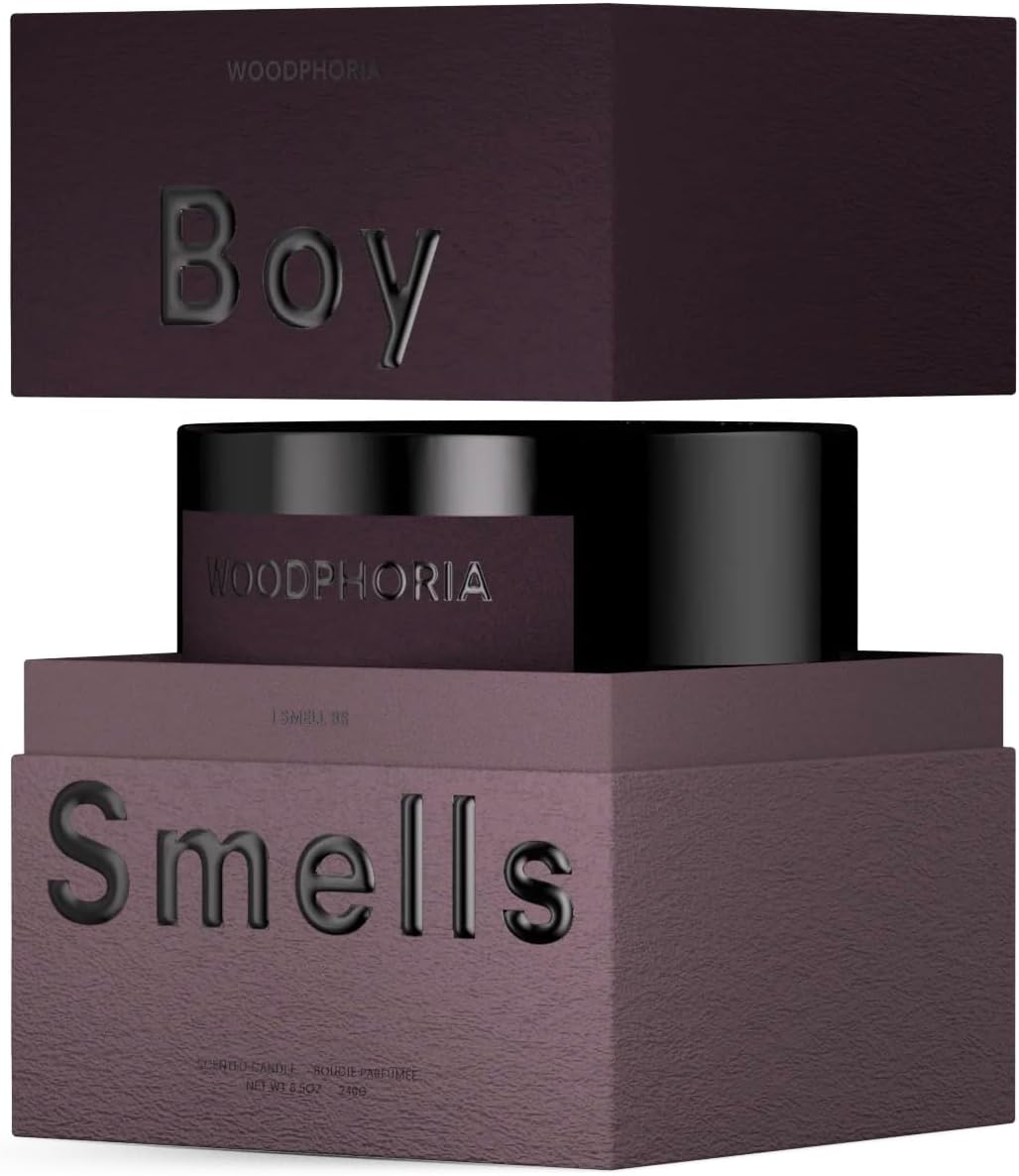 Boy Smells - Woodphoria Scented Candles for Men and Women - 8.5 oz - Soy, Coconut Wax Candle Blend