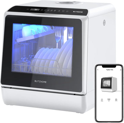 Portable Dishwasher Countertop, WIFI Smart Dishwasher, Compact Mini Dishwashers with 5L Built-in