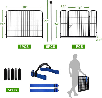 ADAVIN Dog Playpen Outdoor, 24in(H) x 9.8Ft(L) 4 Panels Animal Fence for Yard, Low Threshold
