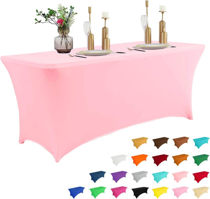 IVAPUPU 6FT Table Cloth for Rectangular Fitted Events Stretch Pink Table Covers Washable Cover