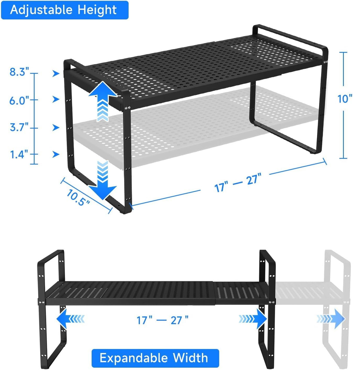 Expandable Cabinet Shelf Organizers, Kitchen Small Stand Rack Organization for Countertop Cupborad