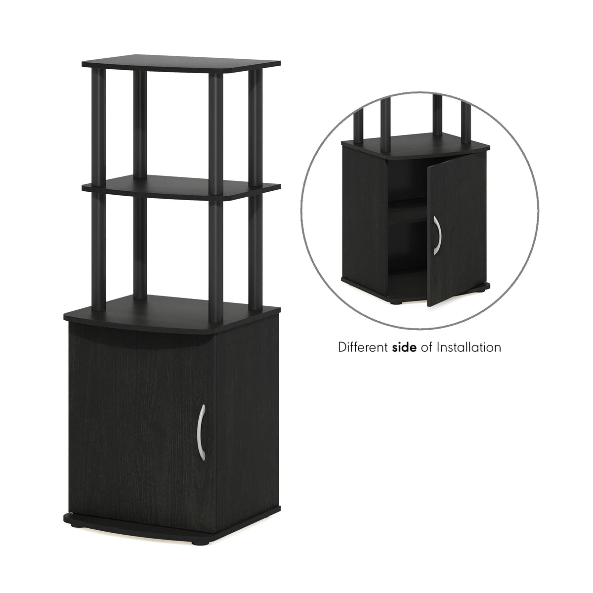 Furinno Turn-N-Tube Tall TV Entertainment Side Table Display Rack with Storage Cabinet, 2-Tier