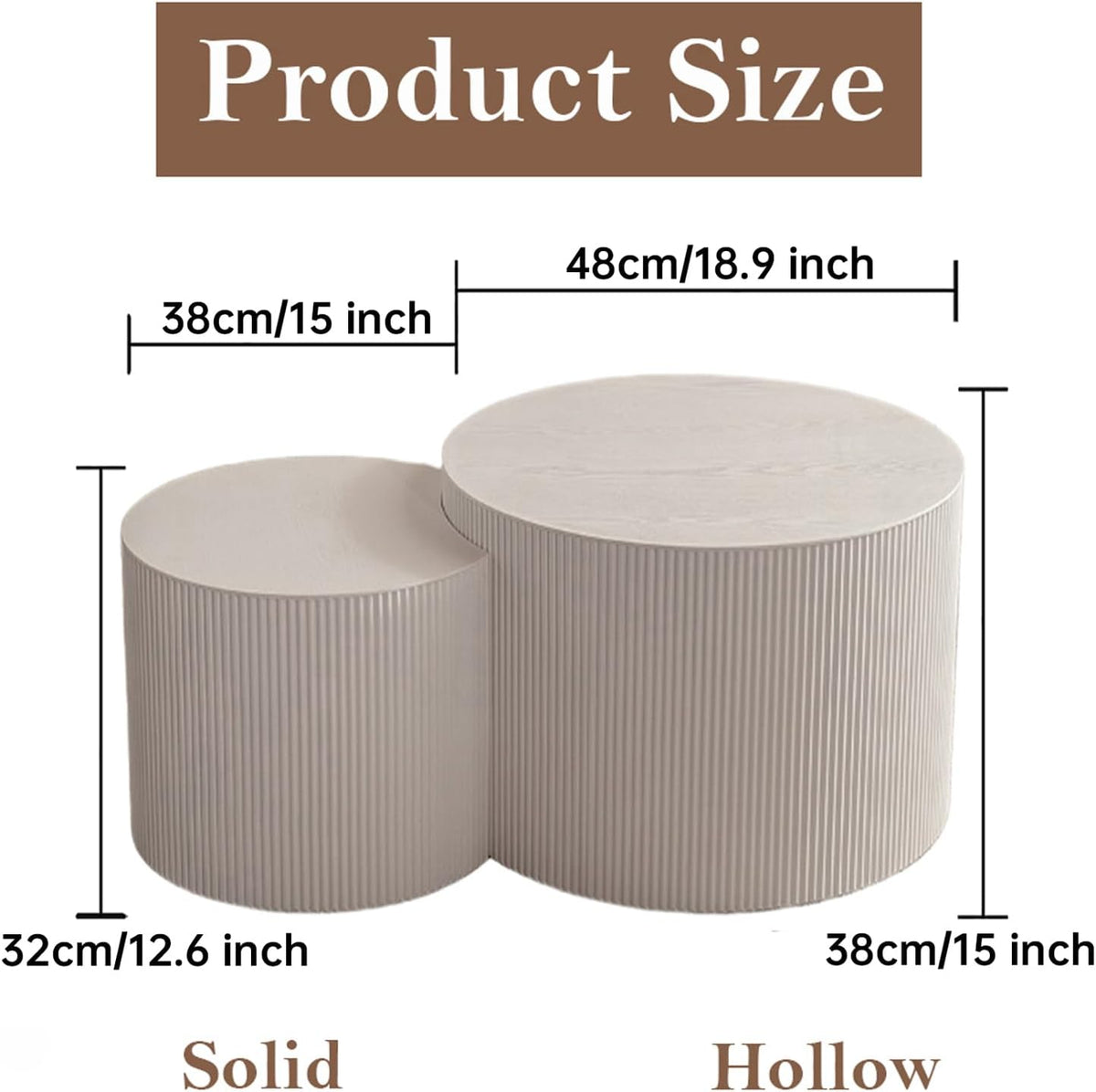 Round Nesting Coffee Table White Round Fluted Coffee Table Set of 2 for Living Room Small Circle