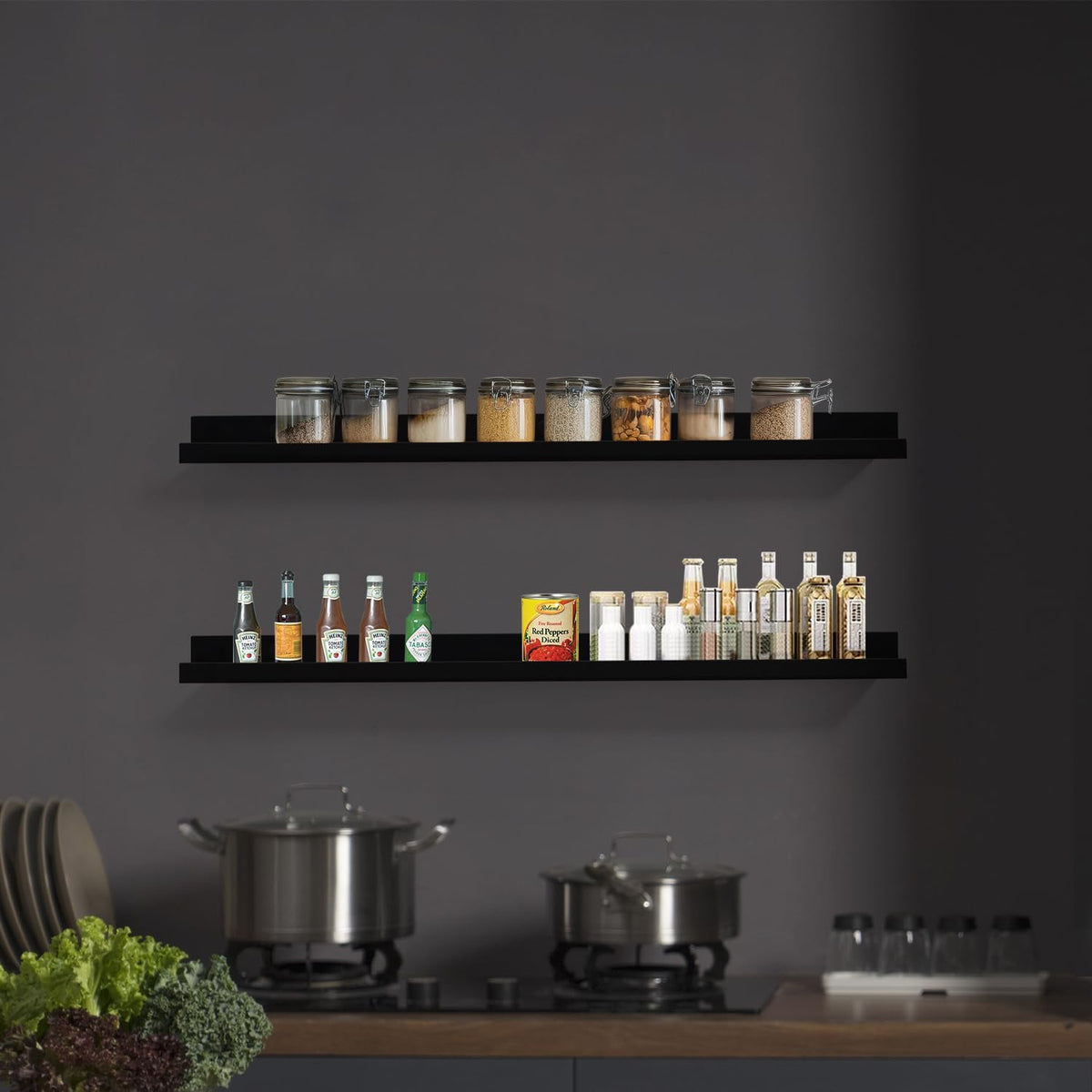 AZSKY Picture Ledge Shelf, Floating Shelves Set of 2, 48 Inches Picture Shelves for Wall with