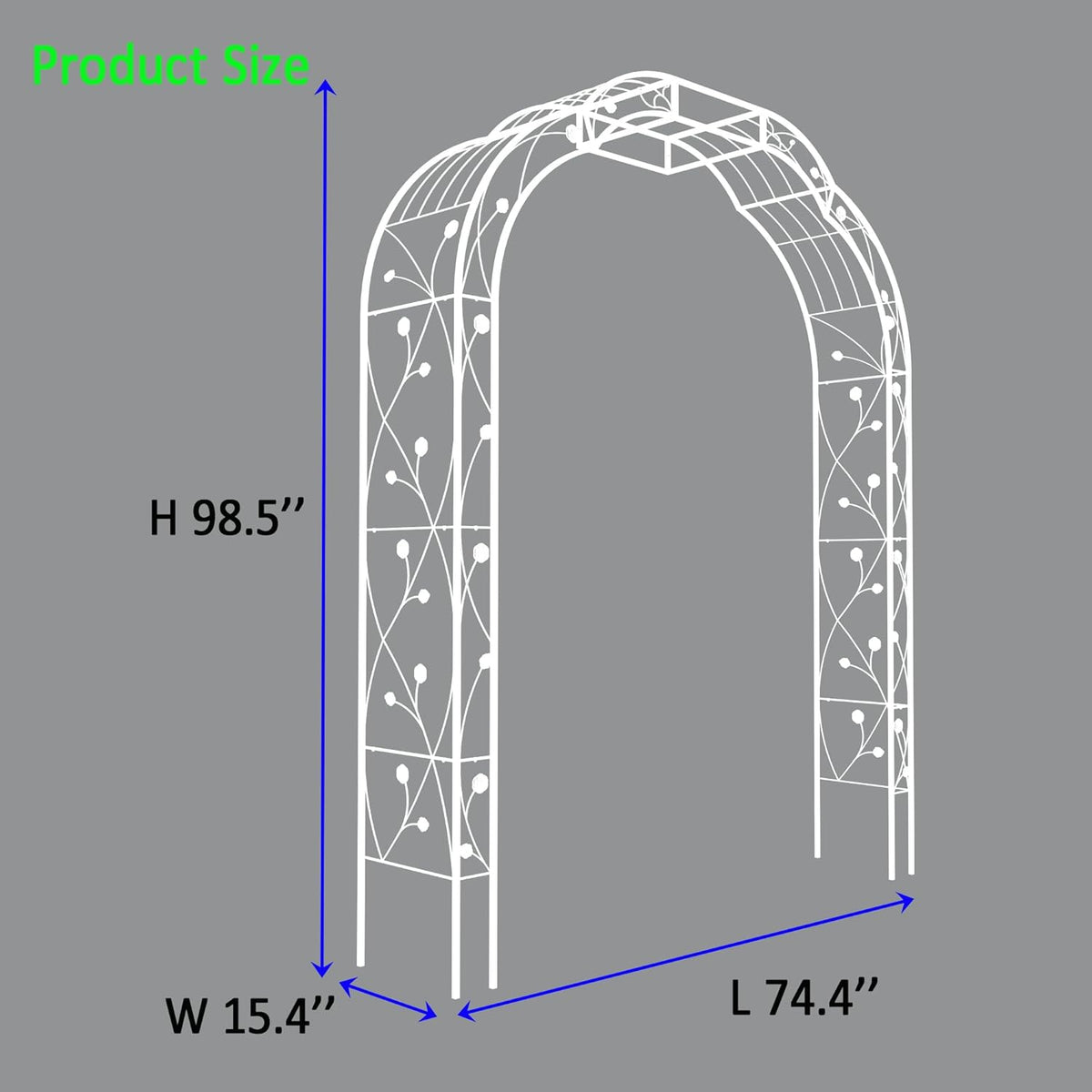 Metal Garden Arch 98.4" H Garden Arbor Trellis for Outdoor Climbing Plants Support Rose Lawn Tall