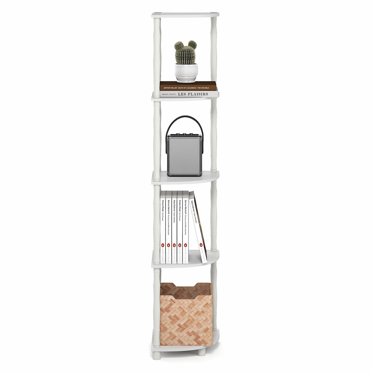 Furinno Turn-N-Tube Storage Shelves, 5-Tier Open Frame Book Shelf, Standing Corner Shelf, Toolless