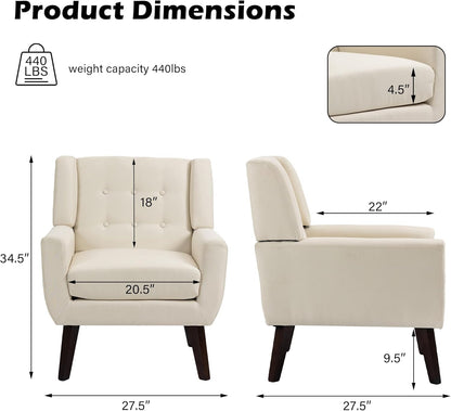 UIXE Accent Chair, Modern Upholstered Armchair in Fabric for Living Room, Comfy Club Arm Chairs