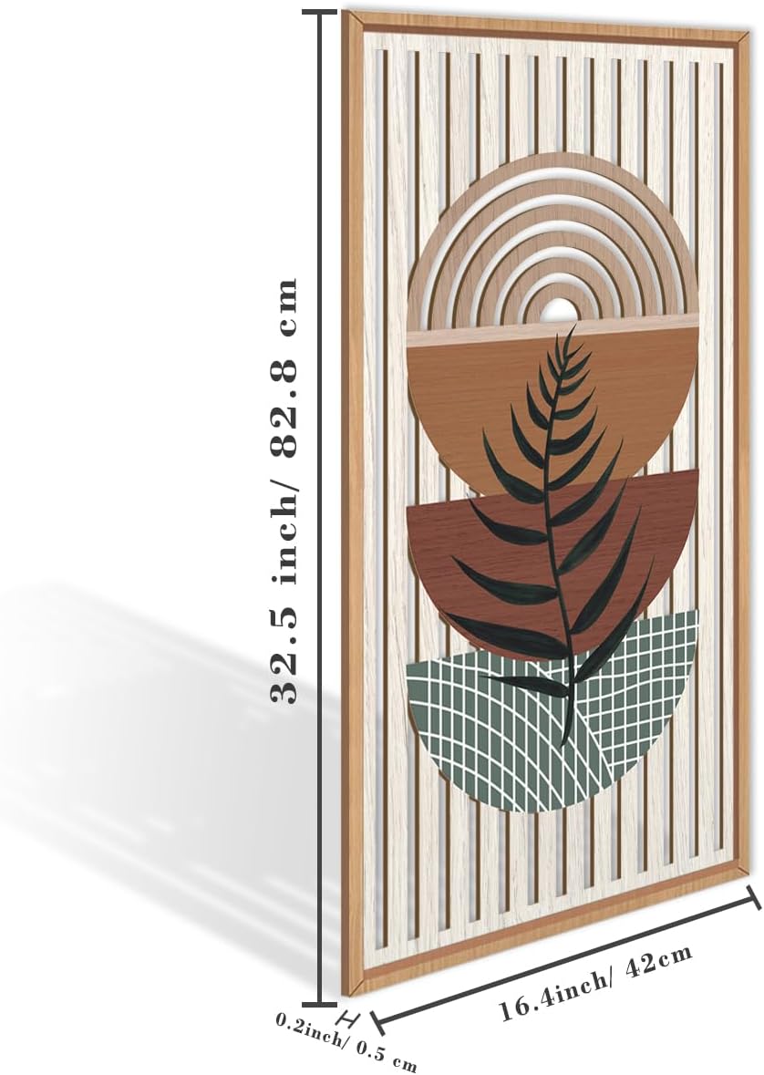 IARTTOP Large Boho Wall Art Set Of 3 Framed Mid Century Modern Wall Decor Abstract Geometric Wood