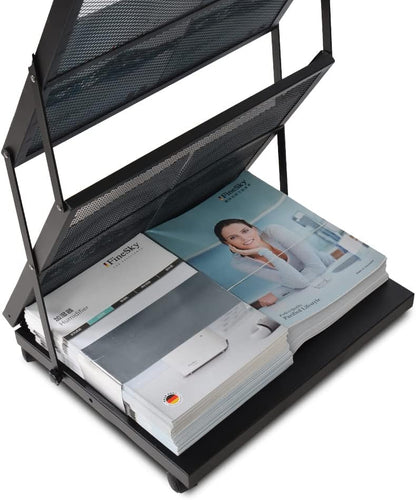 brochure display stand&Foldable Magazine Rack with 5 Pockets for Exhibition and Trade Show